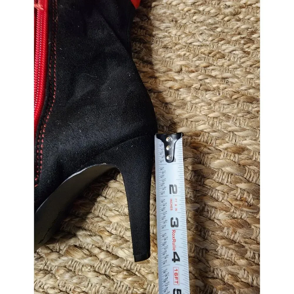 Rialto Carpio Tall Over Knee Suede Boots Red Black Colorblock Heeled Size 9.5 M
